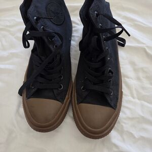 Converse Black High-Top Sneakers with Brown Gum Sole